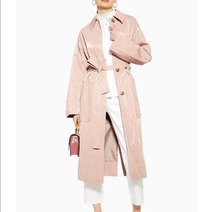 Topshop pink vinyl trench coat